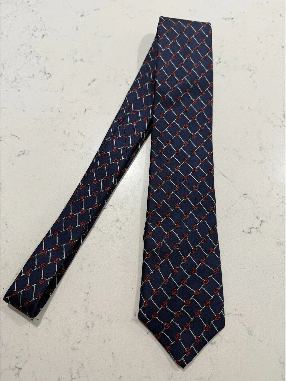 Oleg Cassini By Burma Vintage Men’s Tie 100% Silk Made USA Blue Red